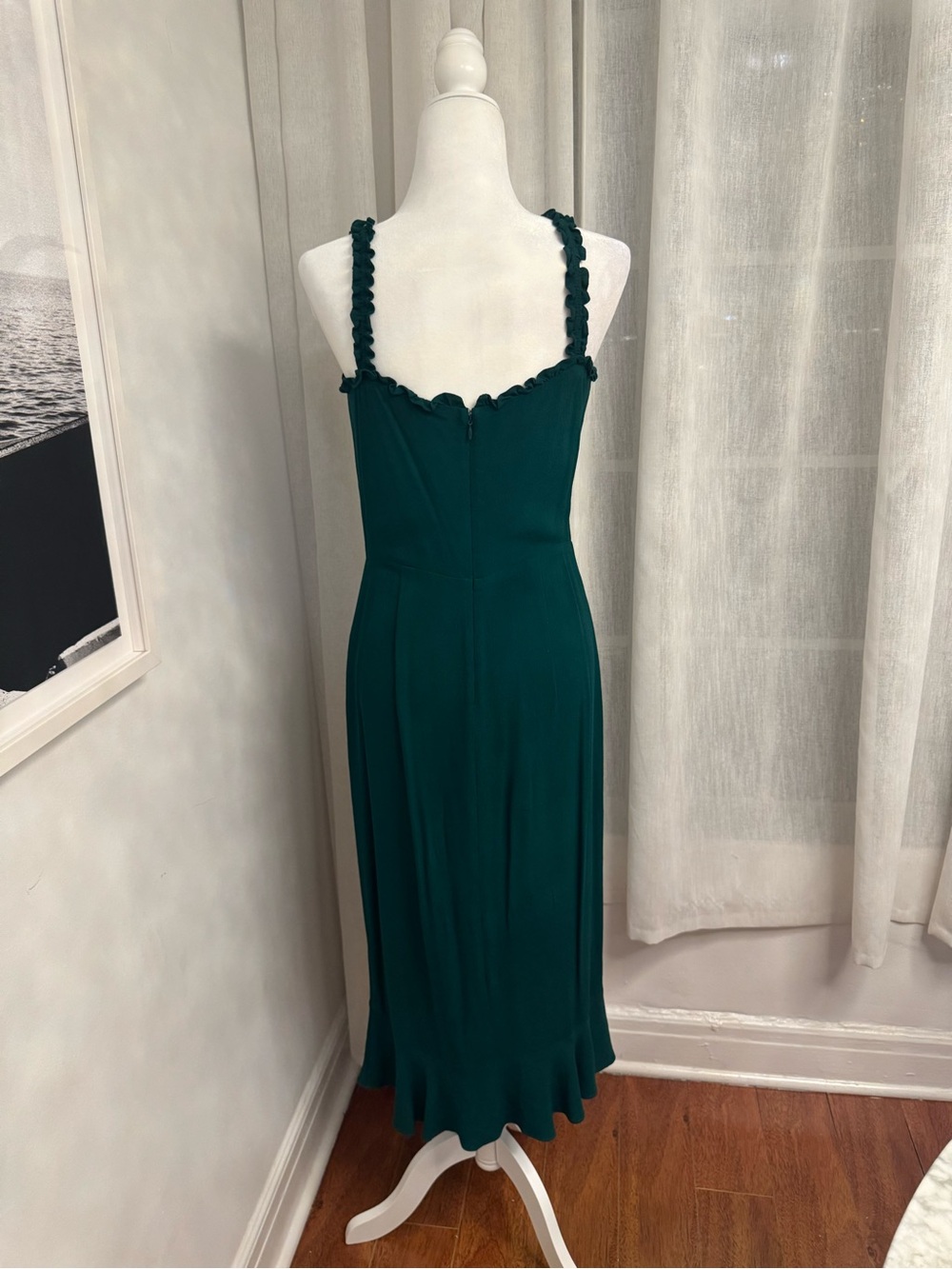 Reformation Emerald Green Flirty Bodice Midi Dress - Picture 6 of 10